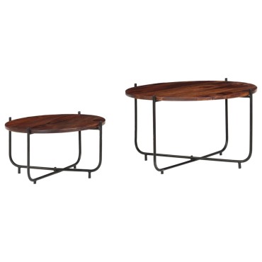 vidaXL Σετ Τραπεζάκια Σαλονιού 2 τεμ. 60x35cm Μασίφ Ξύλο Sheesham