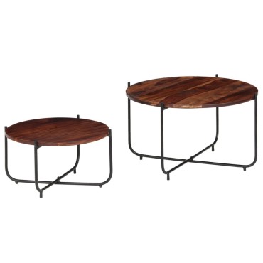 vidaXL Σετ Τραπεζάκια Σαλονιού 2 τεμ. 60x35cm Μασίφ Ξύλο Sheesham