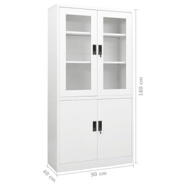 vidaXL Ντουλάπα Γραφείου 90x40x180cm Λευκή Ατσάλινη 1 τεμ.