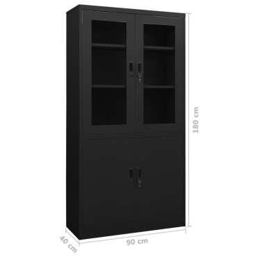vidaXL Ντουλάπα Γραφείου 90x40x180cm Μαύρη Ατσάλινη 1 τεμ.