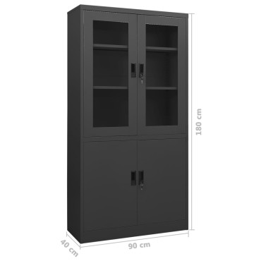 vidaXL Ντουλάπα Γραφείου Ανθρακί 90x40x180cm Ατσάλινη 1 τεμ.