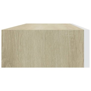 vidaXL Ράφια Τοίχου Συρτάρια 2 τεμ. Δρυς/Λευκό 60x23,5x10cm από MDF