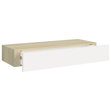 vidaXL Ράφια Τοίχου Συρτάρια 2 τεμ. Δρυς/Λευκό 60x23,5x10cm από MDF