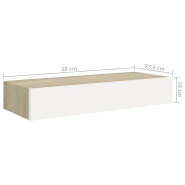 vidaXL Ράφια Τοίχου Συρτάρια 2 τεμ. Δρυς/Λευκό 60x23,5x10cm από MDF