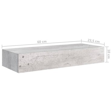 vidaXL Ράφια Τοίχου Συρτάρια 2 τεμ. Γκρι Σκυρ. 60x23,5x10cm από MDF