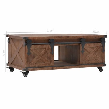 vidaXL Τραπεζάκι Σαλονιού Καφέ 91x51x38cm από Μασίφ Ξύλο Ελάτης 1 τεμ.