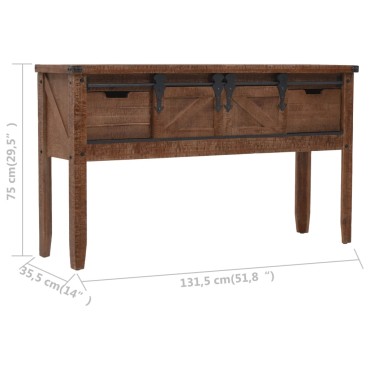 vidaXL Τραπέζι Κονσόλα Καφέ 131x35,5x75cm από Μασίφ Ξύλο Ελάτης 1 τεμ.