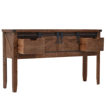 vidaXL Τραπέζι Κονσόλα Καφέ 131x35,5x75cm από Μασίφ Ξύλο Ελάτης 1 τεμ.