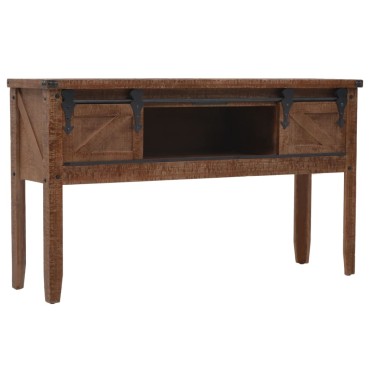 vidaXL Τραπέζι Κονσόλα Καφέ 131x35,5x75cm από Μασίφ Ξύλο Ελάτης 1 τεμ.