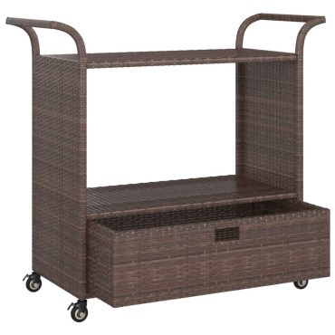 vidaXL Τρόλεϊ Μεταφοράς με Συρτάρι Καφέ 100x45x97cm Συνθετικό Ρατάν 1 τεμ.