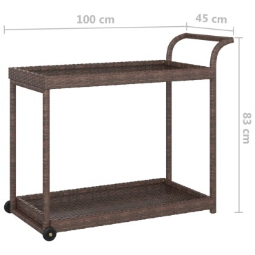 vidaXL Τρόλεϊ Μεταφοράς Καφέ 100x45x83cm από Συνθετικό Ρατάν 1 τεμ.