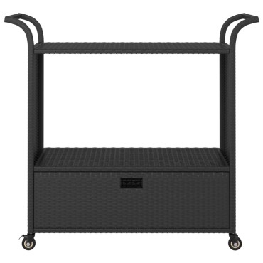 vidaXL Τρόλεϊ Μεταφοράς με Συρτάρι Μαύρο 100x45x97cm Συνθετικό Ρατάν 1 τεμ.