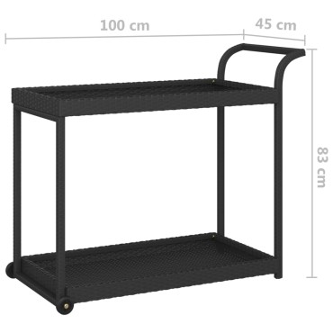 vidaXL Τρόλεϊ Μεταφοράς Μαύρο 100x45x83cm από Συνθετικό Ρατάν 1 τεμ.