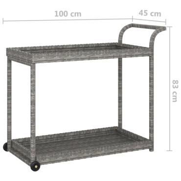 vidaXL Τρόλεϊ Μεταφοράς Γκρι 100x45x83cm από Συνθετικό Ρατάν 1 τεμ.