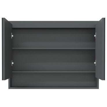 vidaXL Ντουλάπι Μπάνιου με Καθρέφτη 80x15x60cm Γκρι από MDF 1 τεμ.