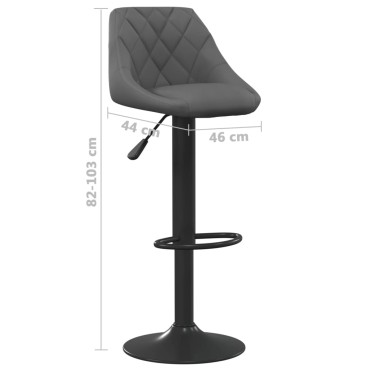 vidaXL Σκαμπό Μπαρ 2 τεμ. Σκούρο Γκρι Βελούδινα 46x44x(82-103)cm
