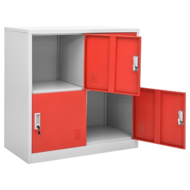 vidaXL Φοριαμός Ανοιχτό Γκρι / Κόκκινο 90x45x92,5cm Ατσάλινος 1 τεμ.