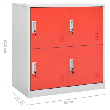 vidaXL Φοριαμός Ανοιχτό Γκρι / Κόκκινο 90x45x92,5cm Ατσάλινος 1 τεμ.
