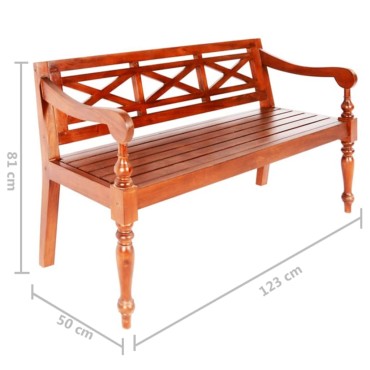 vidaXL Παγκάκι Batavia Σκούρο Καφέ από Μασίφ Μαόνι 123x50x81cm 1 τεμ.