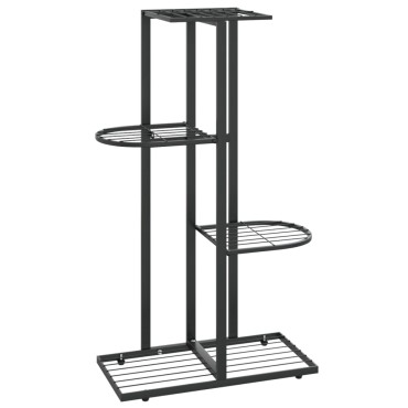 vidaXL Ανθοστήλη 4 Επιπέδων Μαύρη 43 x 22 x 76 εκ. Μεταλλική