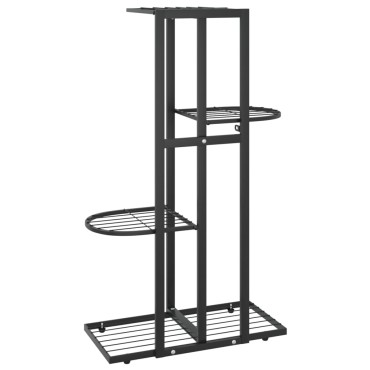 vidaXL Ανθοστήλη 4 Επιπέδων Μαύρη 43 x 22 x 76 εκ. Μεταλλική