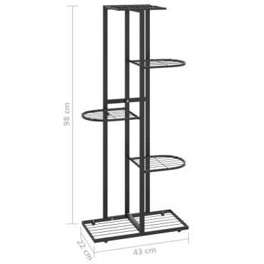 vidaXL Ανθοστήλη 5 Επιπέδων Μαύρη 43 x 22 x 98 εκ. Μεταλλική