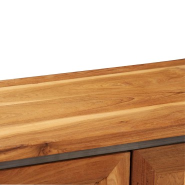 vidaXL Ντουλάπι 65x30x70cm Ανακυκλωμένο Ξύλο Teak & Ατσάλι 1 τεμ.