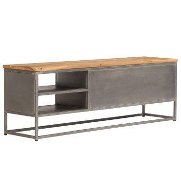 vidaXL Έπιπλο Τηλεόρασης 120x30x40cm Ανακυκλωμένο Ξύλο Teak & Ατσάλι