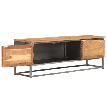 vidaXL Έπιπλο Τηλεόρασης 120x30x40cm Ανακυκλωμένο Ξύλο Teak & Ατσάλι