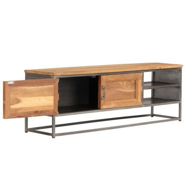 vidaXL Έπιπλο Τηλεόρασης 120x30x40cm Ανακυκλωμένο Ξύλο Teak & Ατσάλι
