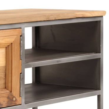 vidaXL Έπιπλο Τηλεόρασης 120x30x40cm Ανακυκλωμένο Ξύλο Teak & Ατσάλι