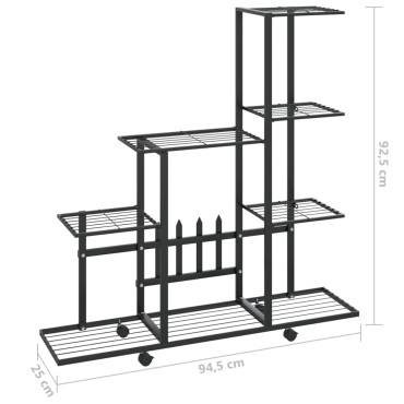 vidaXL Ανθοστήλη με Ρόδες Μαύρη 94,5 x 25 x 92,5 εκ. Μεταλλική