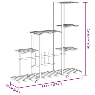 vidaXL Ανθοστήλη με Ρόδες Μαύρη 94,5 x 25 x 92,5 εκ. Μεταλλική