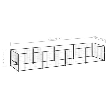 vidaXL Σπιτάκι Σκύλου Μαύρο 4 m² Ατσάλινο
