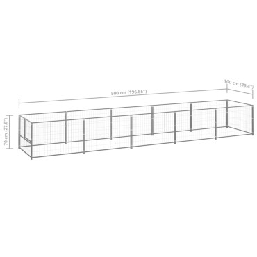 vidaXL Σπιτάκι Σκύλου Ασημί 5 μ² Ατσάλινο