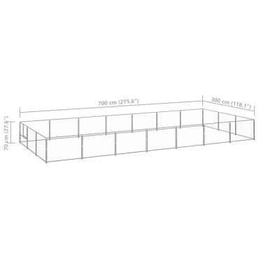 vidaXL Σπιτάκι Σκύλου Ασημί 21 μ² Ατσάλινο