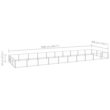 vidaXL Σπιτάκι Σκύλου Ασημί 30 μ² Ατσάλινο