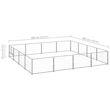 vidaXL Σπιτάκι Σκύλου Ασημί 16 μ² Ατσάλινο