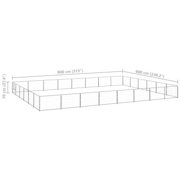 vidaXL Σπιτάκι Σκύλου Ασημί 48 μ² Ατσάλινο
