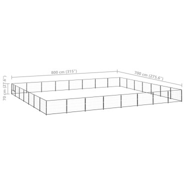 vidaXL Σπιτάκι Σκύλου Μαύρο 56 μ² Ατσάλινο
