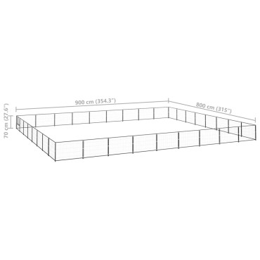 vidaXL Σπιτάκι Σκύλου Μαύρο 72 μ² Ατσάλινο