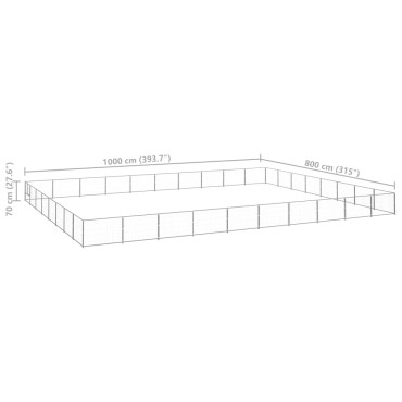 vidaXL Σπιτάκι Σκύλου Ασημί 80 μ² Ατσάλινο