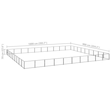 vidaXL Σπιτάκι Σκύλου Μαύρο 90 μ² Ατσάλινο