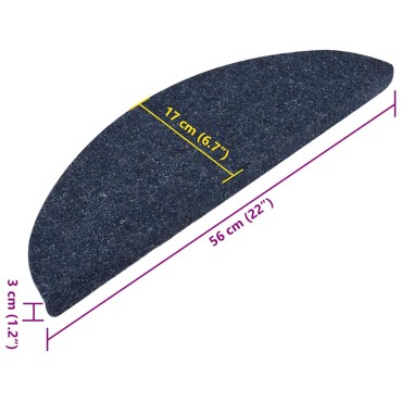 vidaXL Πατάκια Σκάλας Αυτοκόλλητα 15 τεμ. Μπλε 56x17x3 εκ.