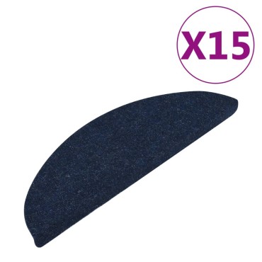 vidaXL Πατάκια Σκάλας Αυτοκόλλητα 15 τεμ. Μπλε 65x22,5x3,5 εκ.