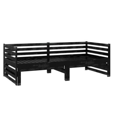 vidaXL Καναπές Κρεβάτι Συρόμενος Μαύρος 2x(90x200) εκ. Ξύλο Πεύκου