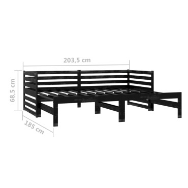 vidaXL Καναπές Κρεβάτι Συρόμενος Μαύρος 2x(90x200) εκ. Ξύλο Πεύκου