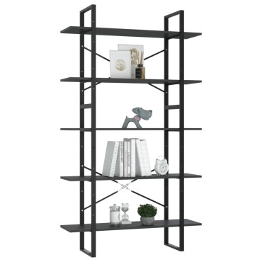 vidaXL Βιβλιοθήκη με 5 Ράφια Γκρι 100x30x175cm από Επεξ. Ξύλο 1 τεμ.