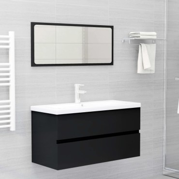vidaXL Ντουλάπι Νιπτήρα Μαύρο 90x38,5x45cm από Επεξ. Ξύλο 1 τεμ.