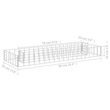 vidaXL Συρματοκιβώτιο-Γλάστρα Υπερυψωμένη 90x30x10 εκ. Γαλβ. Χάλυβας